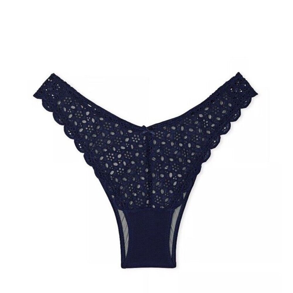 NWT‎ Victoria's Secret Dream Angels Eyelet Brazilian Panty Sz S - Navy Blue